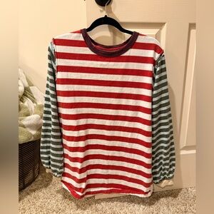 We The Free Crimson and Ivory Striped Tee